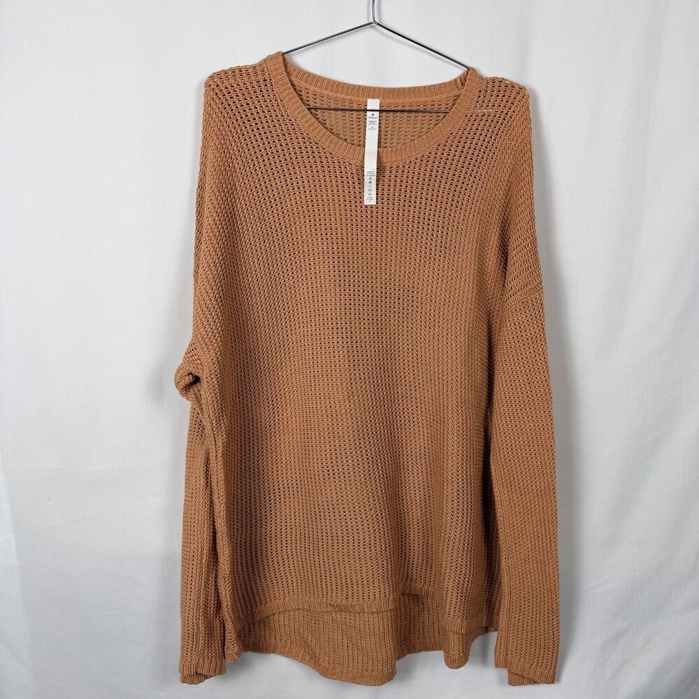 Lululemon Camel Easy Embrace Waffle Knit  Sweater Long Sleeve Casual L/XL